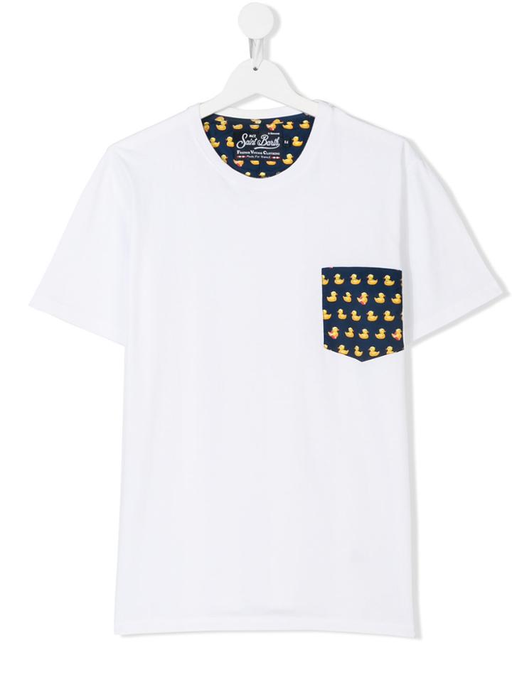 Mc2 Saint Barth Kids Teen Pocket Detail T-shirt - White