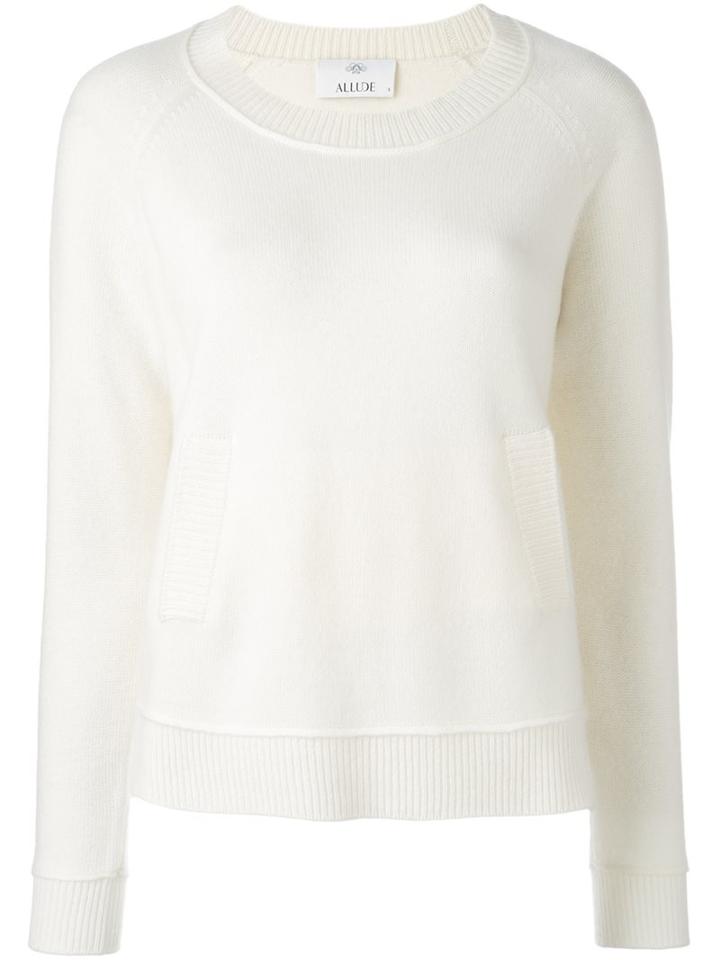 Allude Crew Neck Jumper, Women's, Size: Medium, White, Cashmere/virgin Wool