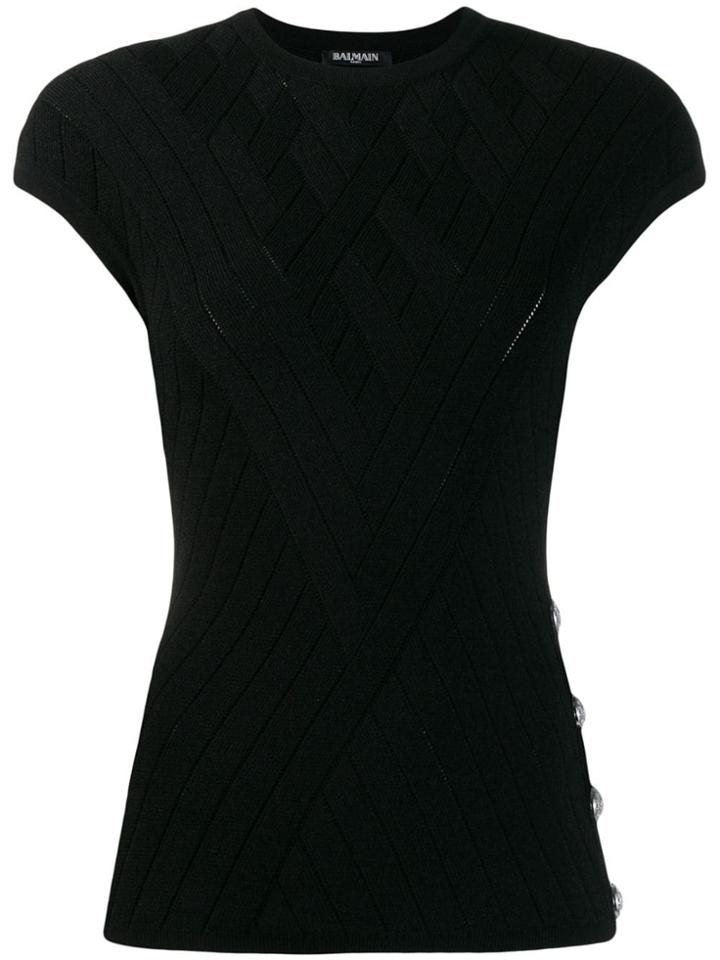 Balmain Buttoned Knit Top - Black