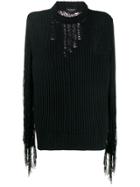 Calvin Klein 205w39nyc Distressed Knit Jumper - Black
