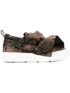 Msgm Snakeskin Ruffle Sneakers - Brown
