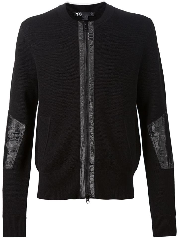 Y-3 Paneled Zip-up Cardigan, Men's, Size: Xl, Black, Wool