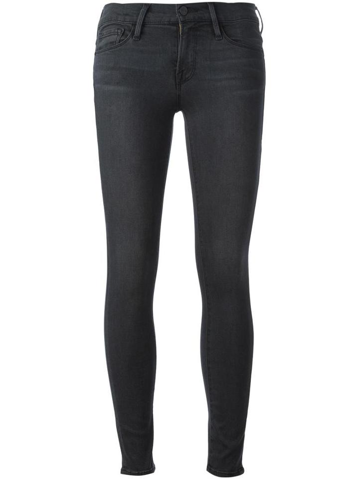 Frame Denim Cropped Skinny Jeans, Women's, Size: 26, Grey, Modal/cotton/polyester/spandex/elastane