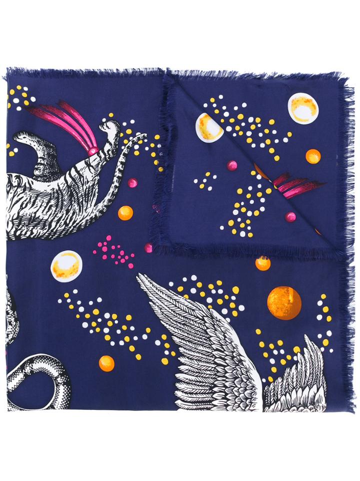 Gucci Space Animals Print Scarf - Blue