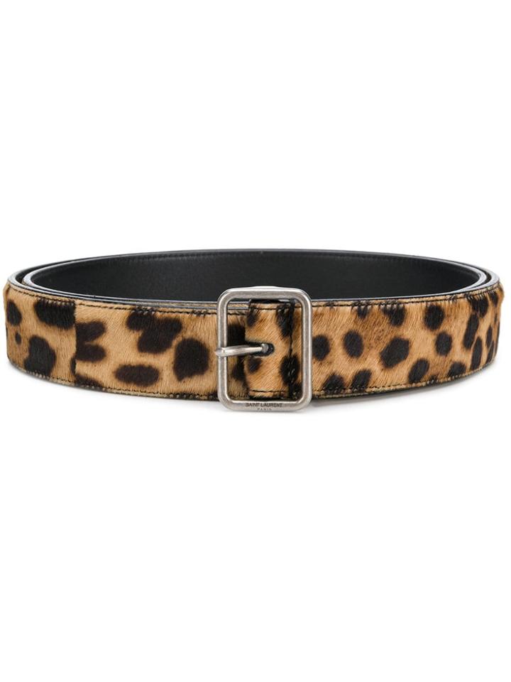 Saint Laurent Leopard Pattern Belt - Brown