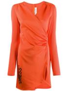 Off-white Gathered Fitted Dress - Orange