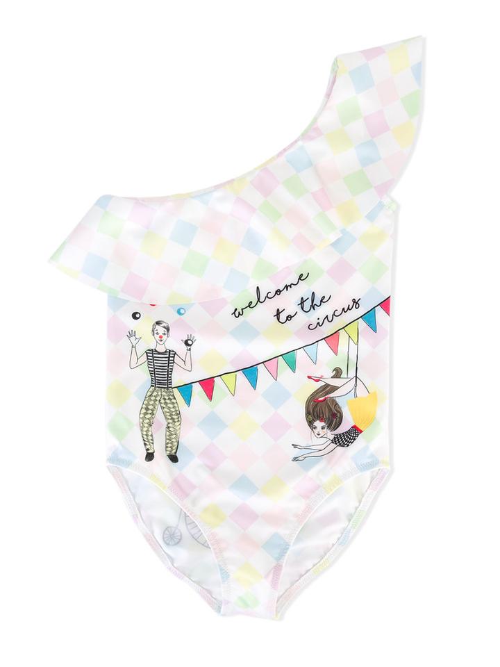 Love Made Love - Circus Print One-shoulder Swimsuit - Kids - Polyester/spandex/elastane - 11 Yrs