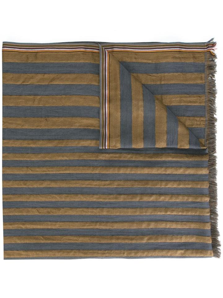 Ps By Paul Smith Striped Scarf, Men's, Brown, Cotton/silk