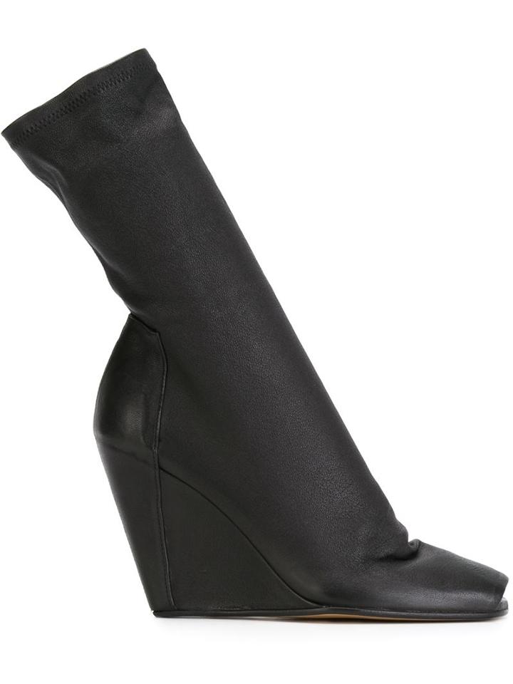 Rick Owens Wedge Booties, Women's, Size: 39, Black, Calf Leather/leather/rubber