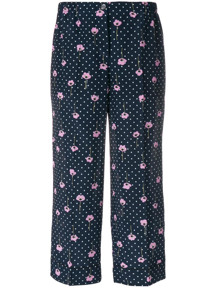Miu Miu Flower Print Trousers - Blue