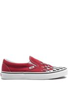 Vans Classic Slip-on Checker Flame Sneakers - Red