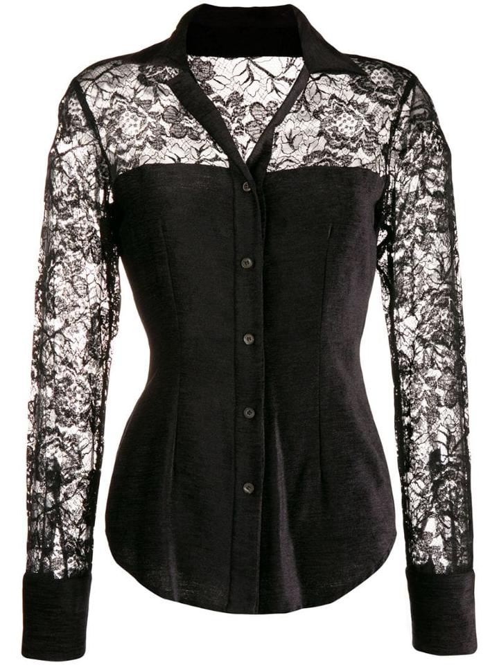 Romeo Gigli Pre-owned 1990's Corset Style Lace Shirt - Black