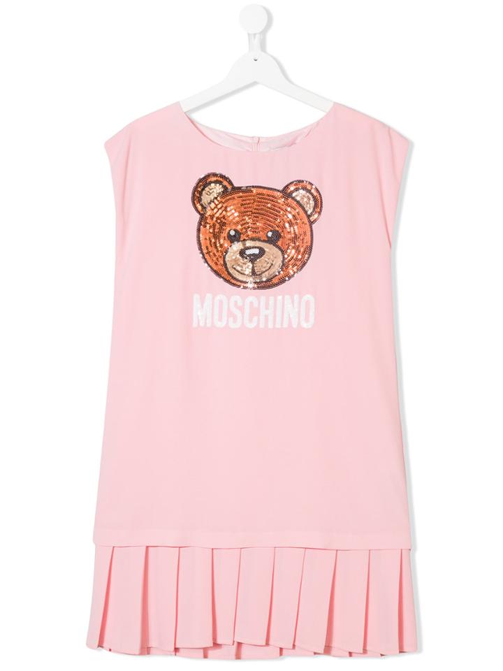 Moschino Kids Sequinned Bear Dress - Pink & Purple