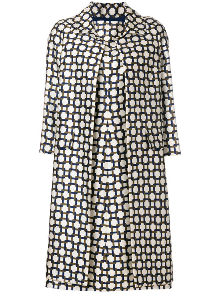 William Vintage Printed Coat & Dress Ensemble - Nude & Neutrals