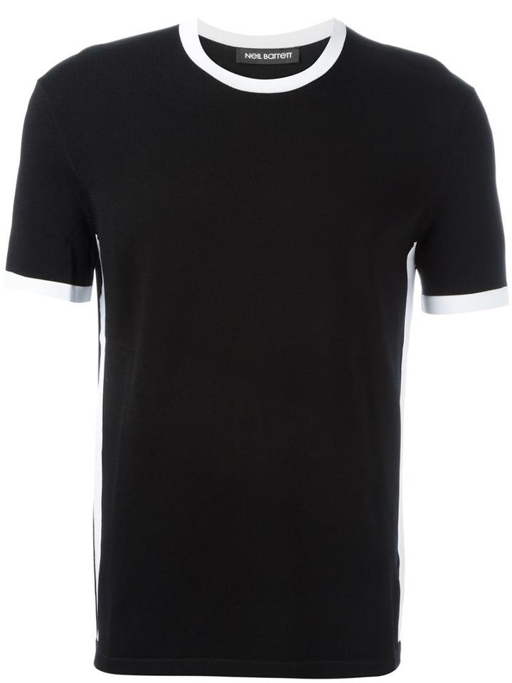 Neil Barrett Contrast Collar T-shirt, Men's, Size: Medium, Black, Viscose/nylon