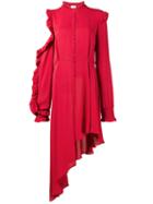 Magda Butrym - Asymmetric Dress With Cold-shoulder - Women - Silk - 36, Women's, Red, Silk