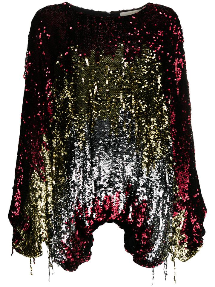 Amen Sequin Long Sleeve Blouse - Red