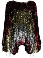Amen Sequin Long Sleeve Blouse - Red