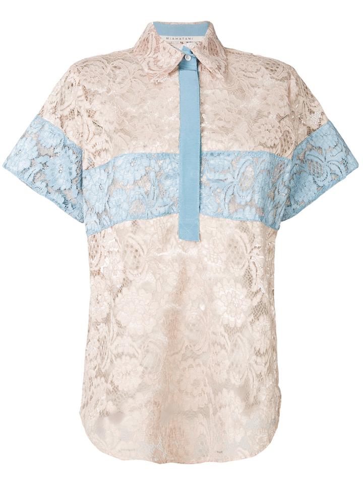 Miahatami Colour Block Lace Shirt - Nude & Neutrals