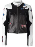 Versace Stvrdust Rock Star Leather Jacket, Women's, Size: 44, Black, Lamb Skin/viscose/spandex/elastane/spandex/elastane