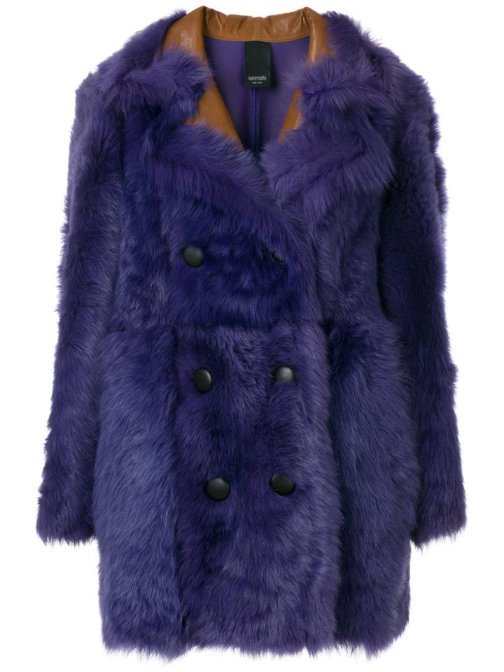Numerootto Double Breasted Coat - Pink & Purple