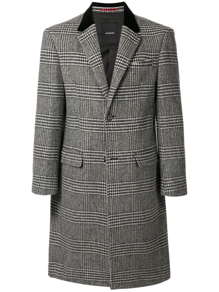 Loveless Single-breasted Checked Coat - Grey