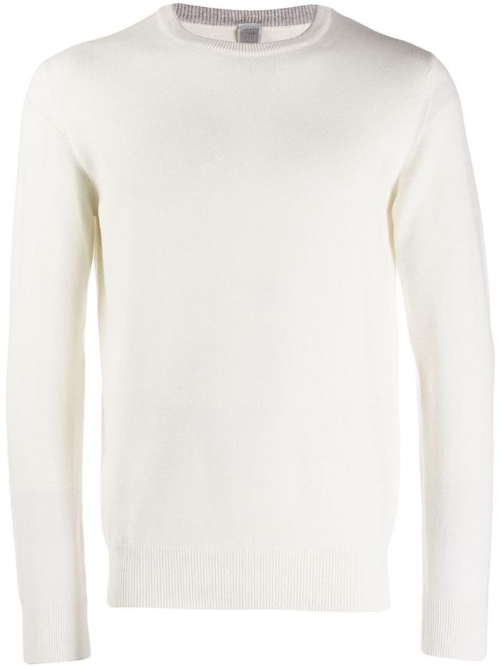 Eleventy Ribbed Crew Neck Jumper - White