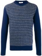 Boglioli Crew Neck Houndstooth Jumper - Blue