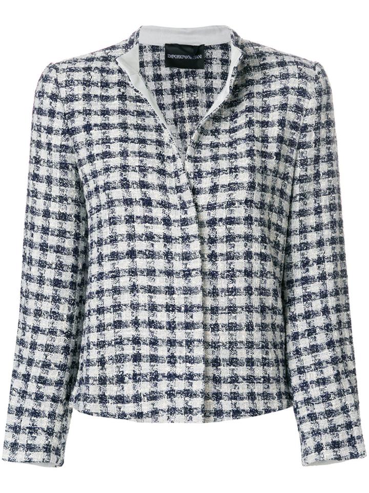 Emporio Armani Checked Padded Jacket - Blue