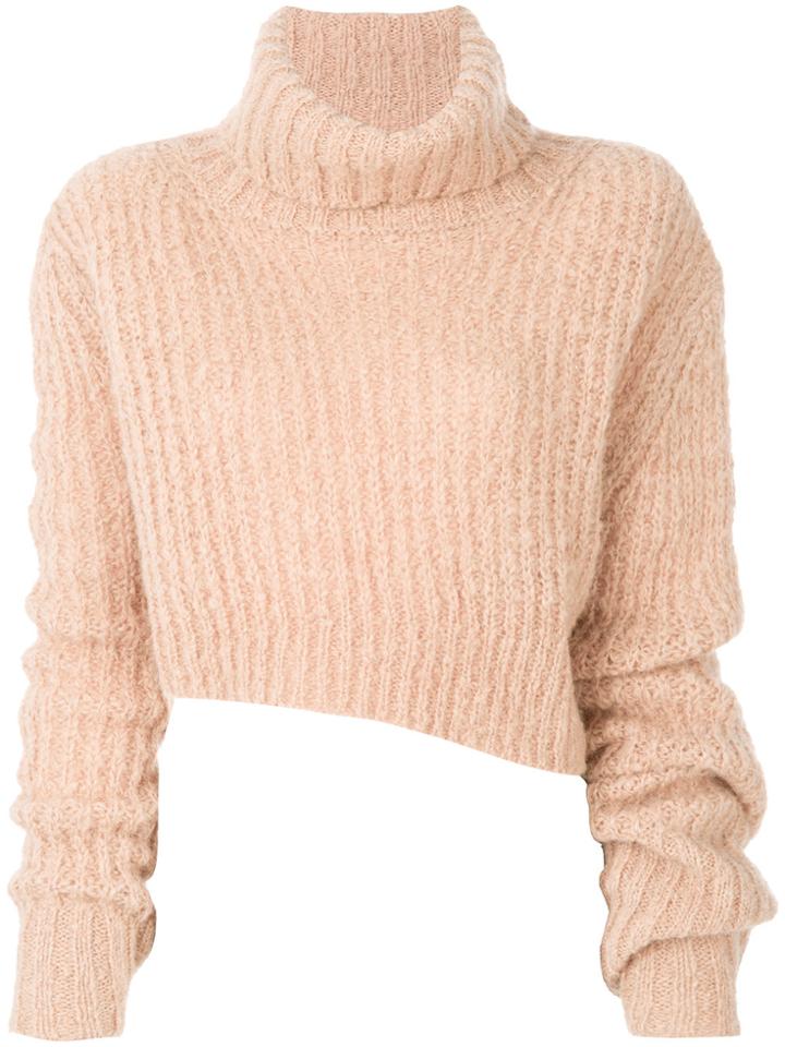 Ann Demeulemeester Asymmetric Trapper Jumper - Pink & Purple