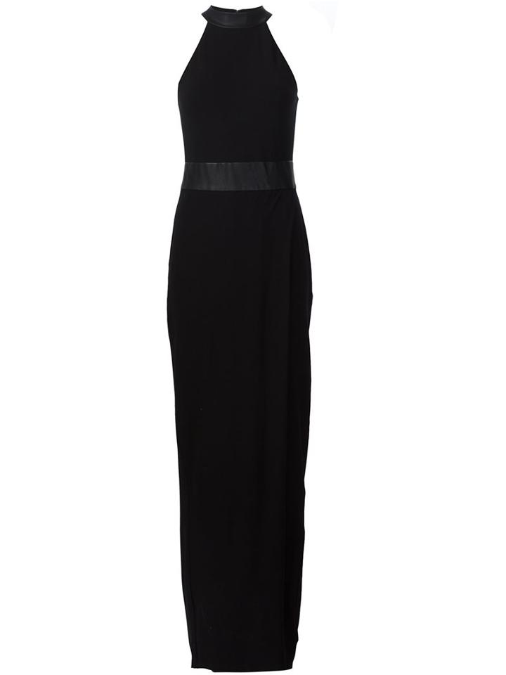 L'agence Contrast Waist Halterneck Dress, Women's, Size: 10, Black, Viscose/spandex/elastane/polyurethane/cotton