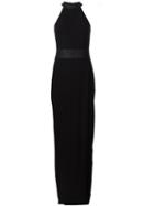 L'agence Contrast Waist Halterneck Dress, Women's, Size: 10, Black, Viscose/spandex/elastane/polyurethane/cotton