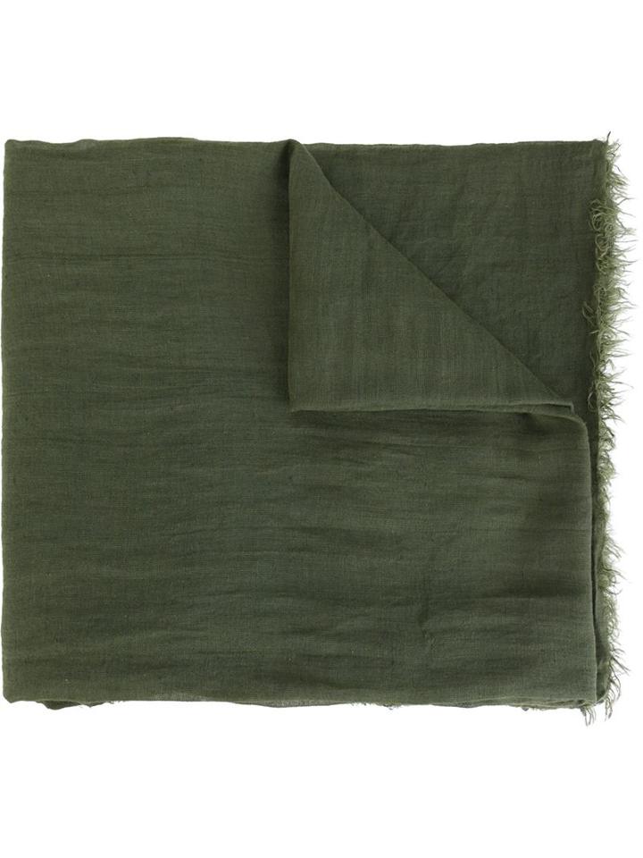 Rick Owens Frayed Scarf, Women's, Green, Modal/linen/flax/silk