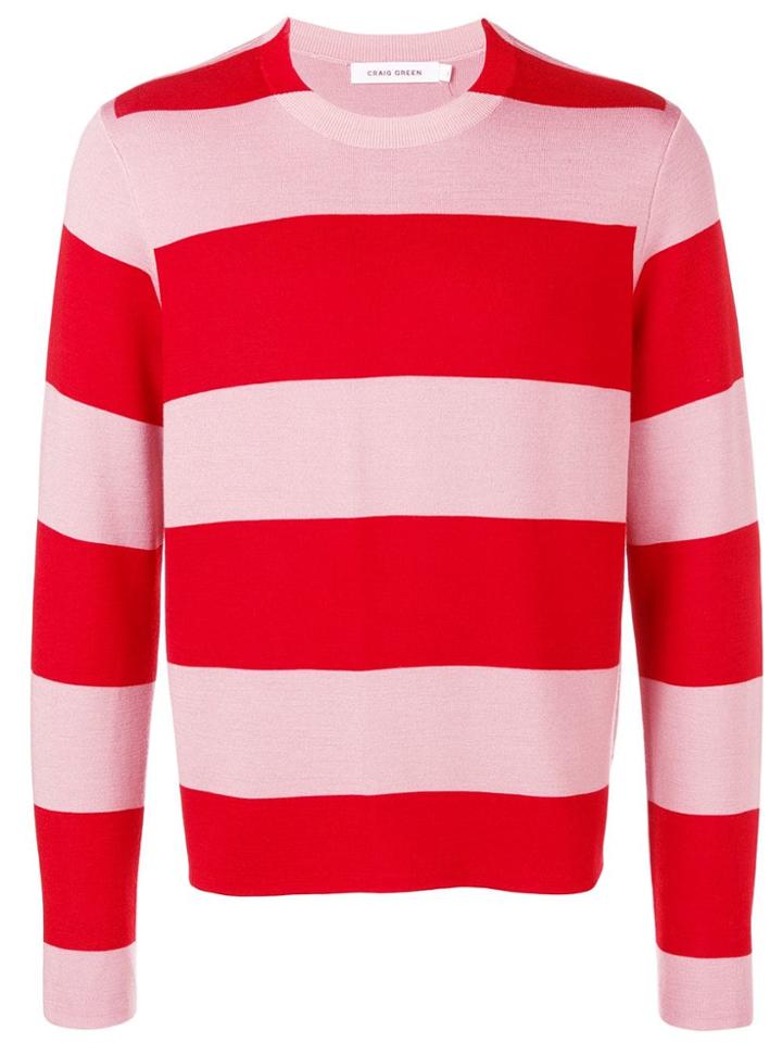 Craig Green Striped Crew Neck Jumper - Pink