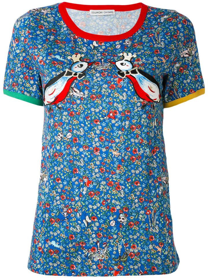Tsumori Chisato - Love Birds T-shirt - Women - Cotton/rayon - 2, Blue, Cotton/rayon