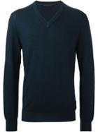 Etro V-neck Sweater, Men's, Size: Medium, Blue, Wool