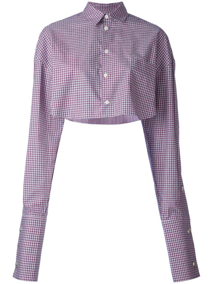 Y / Project - Plaid Cropped Shirt - Women - Cotton - 42, Red, Cotton