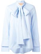 Ssheena - Striped Bow Front Top - Women - Cotton - M, Blue, Cotton