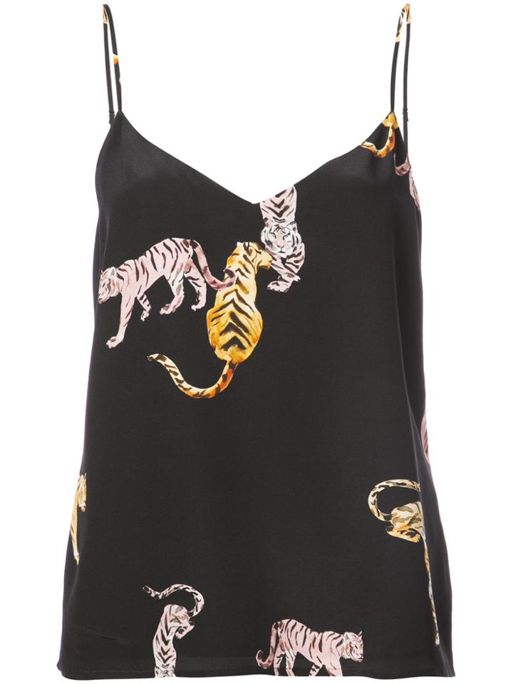 L'agence Tiger Print Cami Top - Black