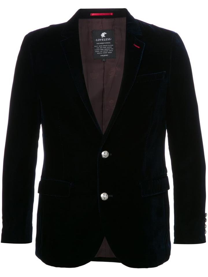 Loveless Round Hem Dinner Jacket, Men's, Size: 2, Blue, Rayon