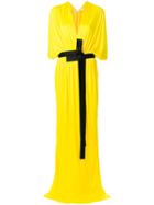 Vionnet Draped Plunge-neck Dress - Yellow & Orange