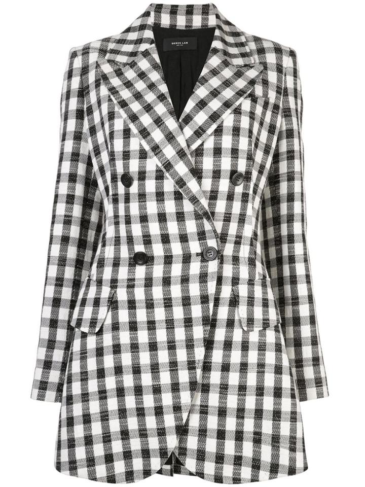 Derek Lam Double Breasted Plaid Blazer - Black