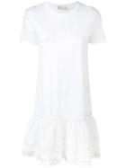 Shift Ruffle Trim Dress - Women - Cotton/polyamide/polyester - Xs, White, Cotton/polyamide/polyester, Red Valentino