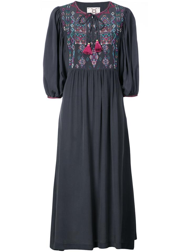 Figue Delfina Embroidered Dress - Blue