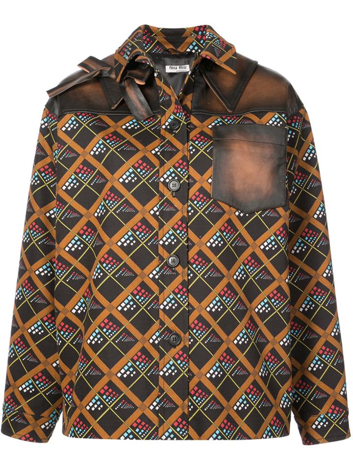 Miu Miu Boxy Printed Longsleeved Shirt - Brown