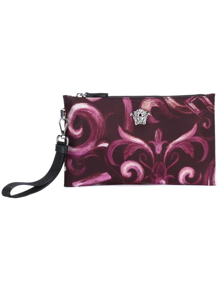 Versace Medusa Plaque Pouch, Men's, Pink/purple, Calf Leather/metal/nylon