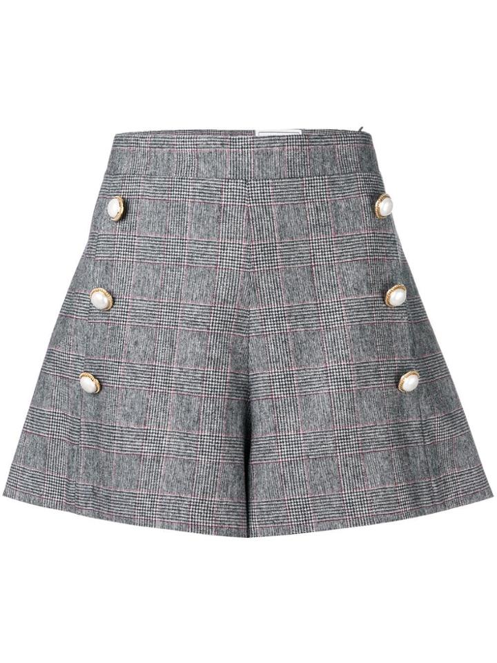 Forte Dei Marmi Couture Glen Check Flared Shorts - Grey