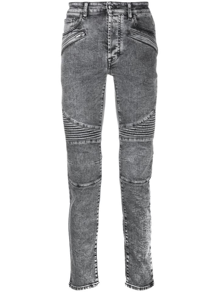 Marcelo Burlon County Of Milan Ribbed Biker Jeans - Grey