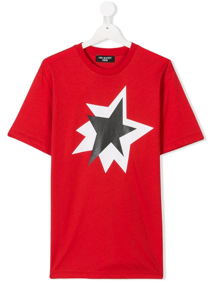 Neil Barrett Kids Teen Exploding Star Print T-shirt - Red