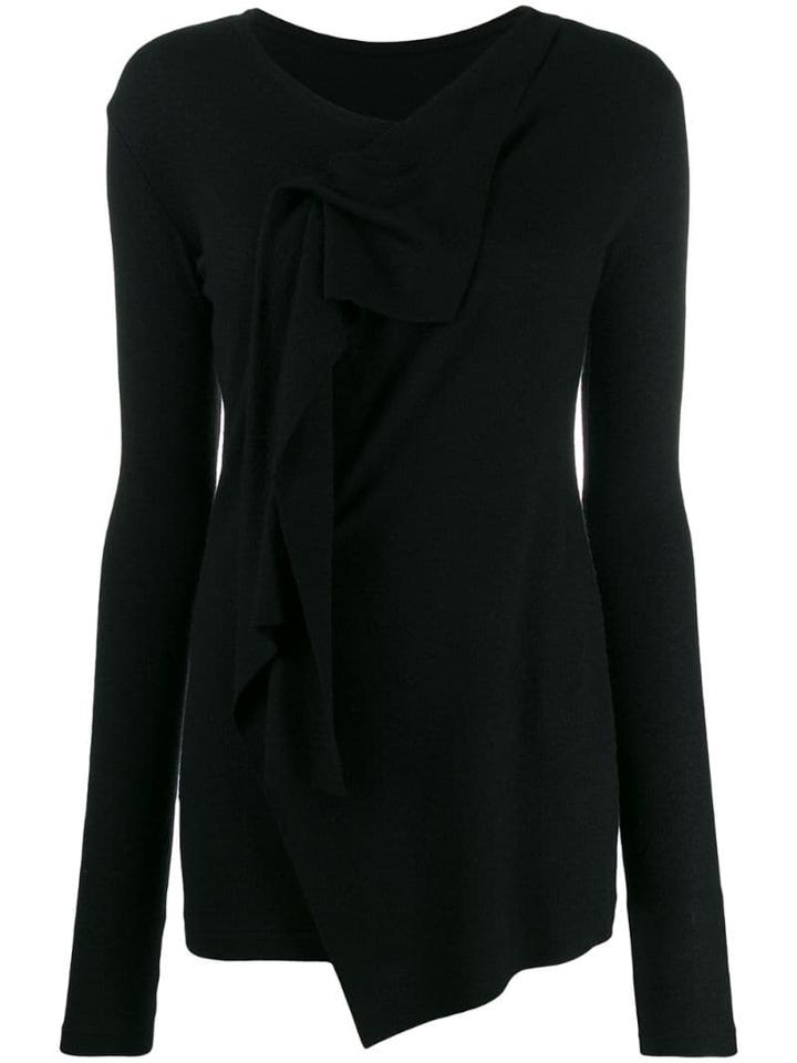 Yohji Yamamoto Asymmetric V-neck Jumper - Black